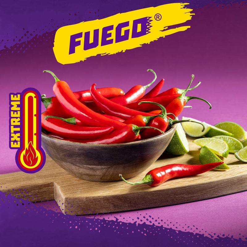 Taki's Takis Fuego Mini 25 pc / 1.23 oz Bite Size Multipack, Hot Chili Pepper & Lime Flavored Extreme Spicy Rolled Tortilla Chips - Image 2